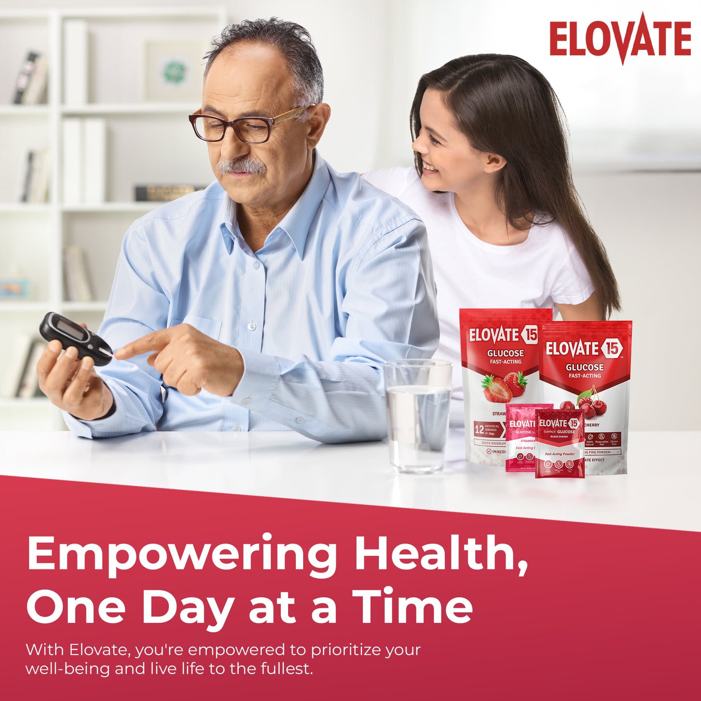Elovate 15 Slimpaks Fast Acting Glucose Powder Packet for Quick Energy Boost, Portable and Convenient Alternative to Gels & Tablets, FSA/HSA Eligible Dextrose Powder Stick in Natural Orange Flavor, Case Pack (100 Count) for Low Blood Sugar Support