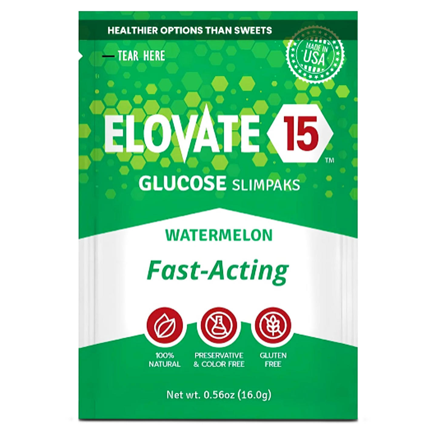 Elovate 15 Slimpaks – Fast-Acting Glucose Powder for Quick Energy & Low Blood Sugar Support – Portable, Natural Fruit Variety (60 Pack)