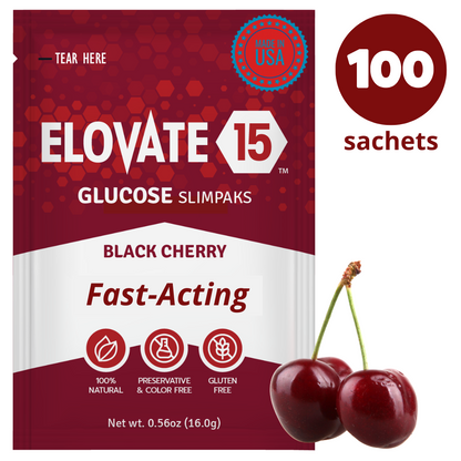 Elovate 15 Slimpaks Fast Acting Glucose Powder Packet Convenient Alternative to Gels & Tablets FSA/HSA Eligible Dextrose Powder Stick