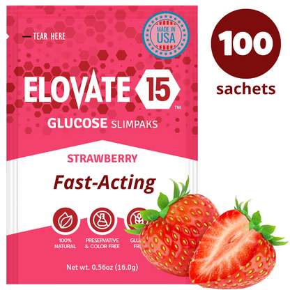 Elovate 15 Slimpaks Fast Acting Glucose Powder Packet Convenient Alternative to Gels & Tablets FSA/HSA Eligible Dextrose Powder Stick