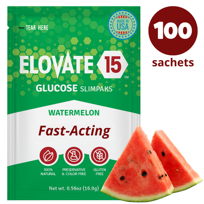 Elovate 15 Slimpaks Fast Acting Glucose Powder Packet Convenient Alternative to Gels & Tablets FSA/HSA Eligible Dextrose Powder Stick