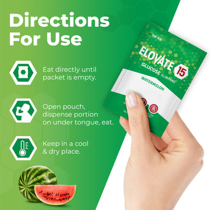 Elovate 15 Slimpaks Fast Acting Glucose Powder Packet for Quick Energy Boost (100 Count) for Low Blood Sugar Support