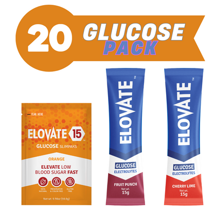 Elovate Glucose Pack – 20-Count Fast-Acting Black Cherry Glucose & Electrolytes for Energy & Recovery