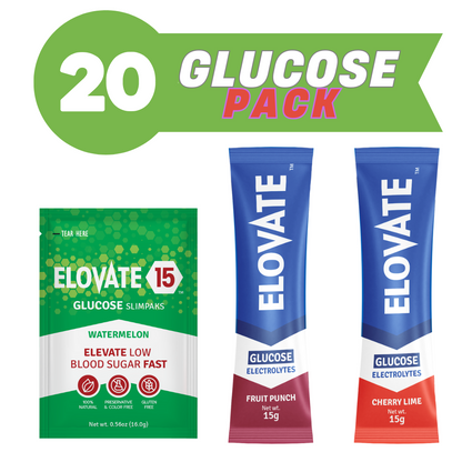 Elovate Glucose Pack – 20-Count Fast-Acting Black Cherry Glucose & Electrolytes for Energy & Recovery
