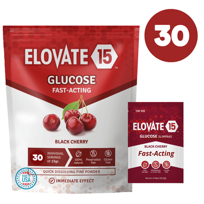 Elovate 15 Slimpaks Fast Acting Glucose Powder Packet Convenient Alternative to Gels & Tablets FSA/HSA Eligible Dextrose Powder Stick