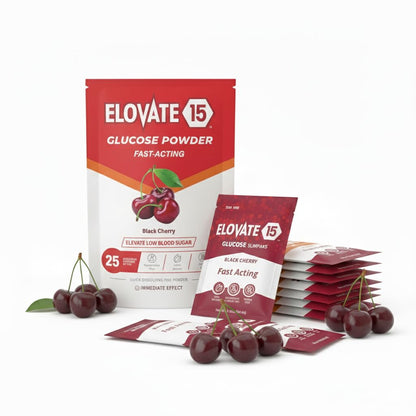 Elovate 15 Fast Acting Glucose Packets - Quick Dissolving, Gluten-Free 15g of Powder Packets Energy Dips - Oral Dextrose Powder for Kids & Adults, Hypoglycemia (12 x Watermelon)