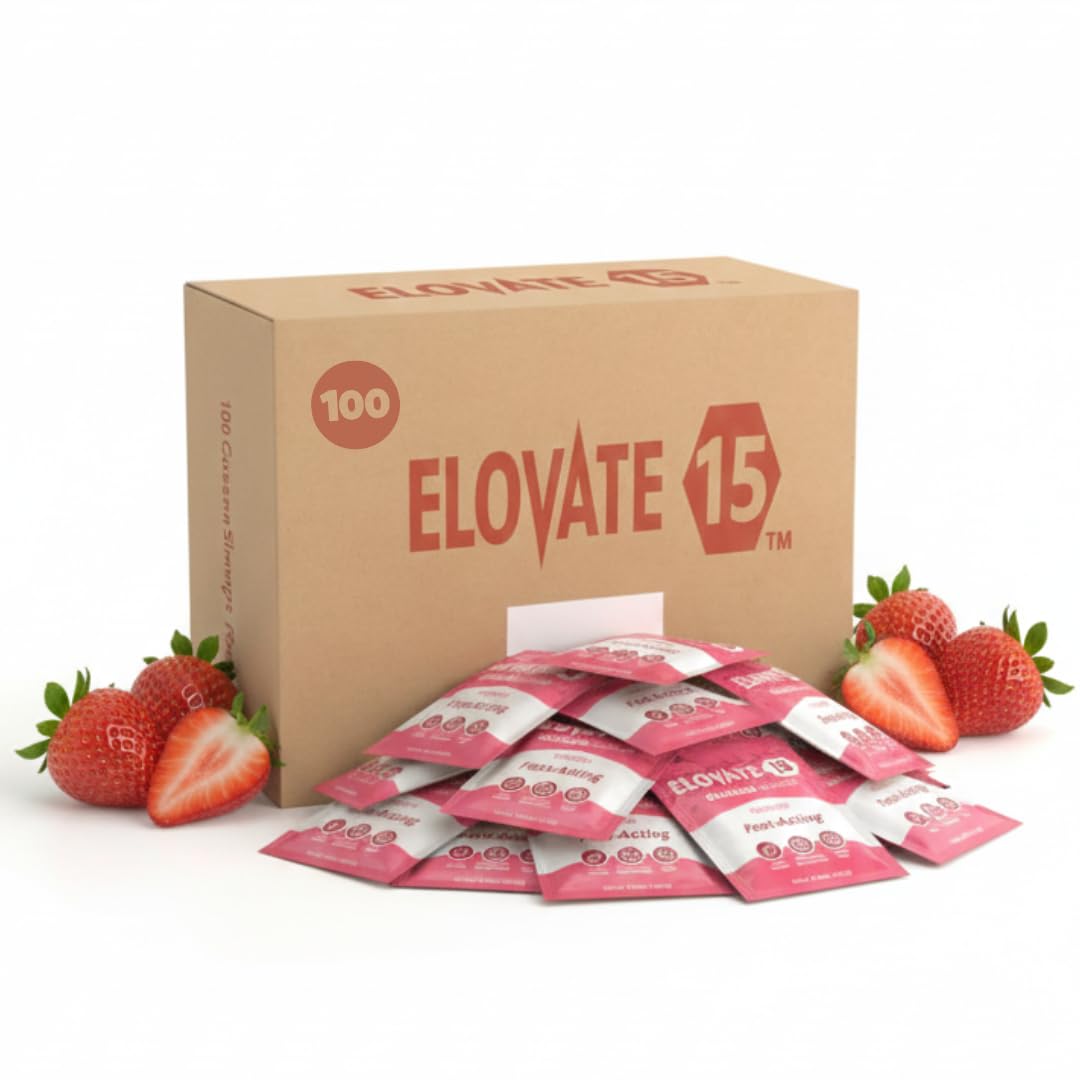 Elovate 15 Fast Acting Glucose Packets - Quick Dissolving, Gluten-Free 15g of Powder Packets Energy Dips - Oral Dextrose Powder for Kids & Adults, Hypoglycemia (12 x Watermelon)