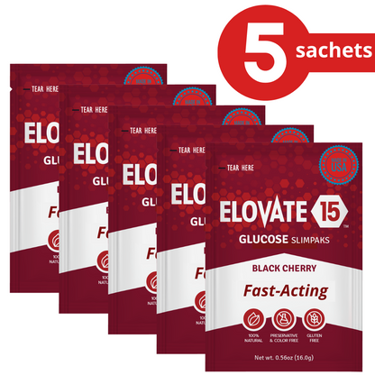 Elovate 15 Slimpaks Fast Acting Glucose Powder Packet Convenient Alternative to Gels & Tablets FSA/HSA Eligible Dextrose Powder Stick