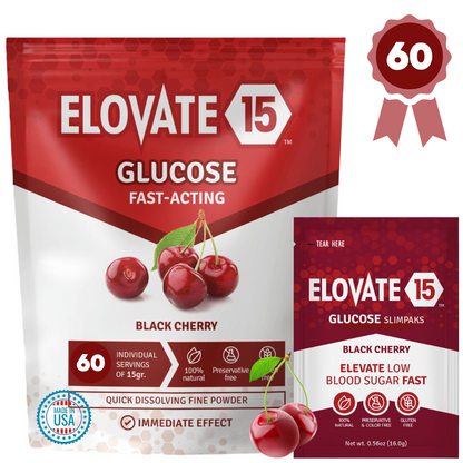 Elovate 15 Slimpaks Fast Acting Glucose Powder Packet Convenient Alternative to Gels & Tablets FSA/HSA Eligible Dextrose Powder Stick