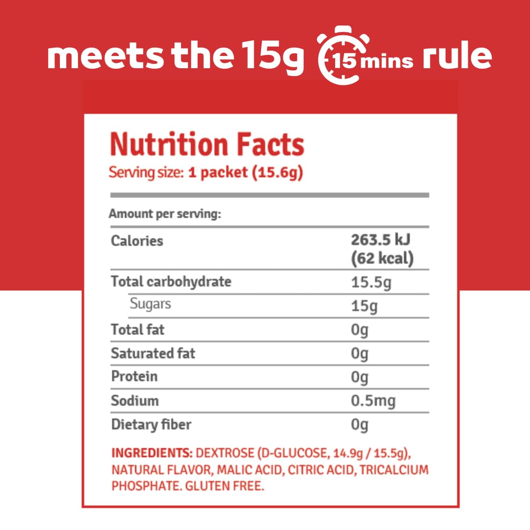 Elovate 15 Fast Acting Glucose Packets - Quick Dissolving, Gluten-Free 15g of Powder Packets Energy Dips - Oral Dextrose Powder for Kids & Adults, Hypoglycemia (12 x Watermelon)