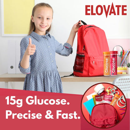 Elovate 15 Fast Acting Glucose Packets - Quick Dissolving, Gluten-Free 15g of Powder Packets Energy Dips - Oral Dextrose Powder for Kids & Adults, Hypoglycemia (12 x Watermelon)