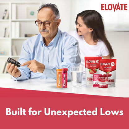 Elovate 15 Fast Acting Glucose Packets - Quick Dissolving, Gluten-Free 15g of Powder Packets Energy Dips - Oral Dextrose Powder for Kids & Adults, Hypoglycemia (12 x Watermelon)