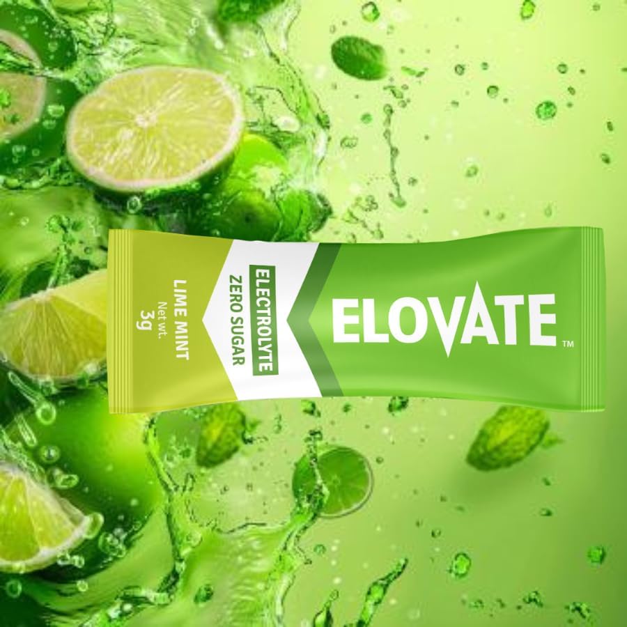 Elovate 15 Zero Sugar Electrolyte Drink Mix - Balanced Hydration Powder Packets for Travel, Workout, Sports & Fitness - Fast-Dissolving Electrolytes Powder for Energy, Recovery, Rehydration & Performance - 3g Per Stick, Lime Mint Flavor (Pack of 25)