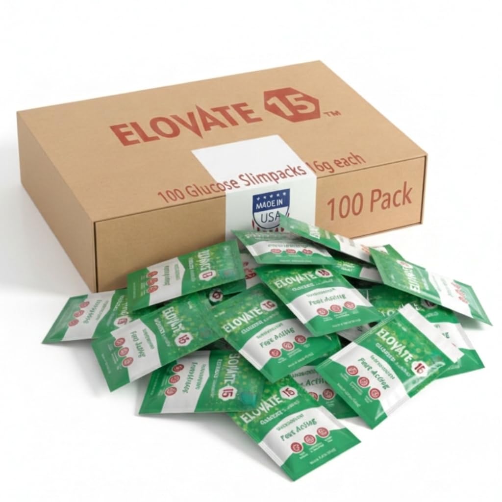 Elovate 15 Fast Acting Glucose Packets - Quick Dissolving, Gluten-Free 15g of Powder Packets Energy Dips - Oral Dextrose Powder for Kids & Adults, Hypoglycemia (12 x Watermelon)