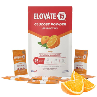 Elovate 15 Fast Acting Glucose Packets - Quick Dissolving, Gluten-Free 15g of Powder Packets Energy Dips - Oral Dextrose Powder for Kids & Adults, Hypoglycemia (12 x Watermelon)