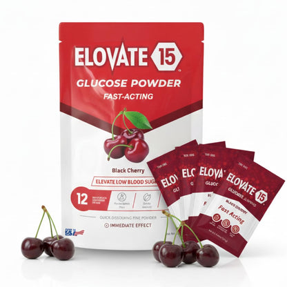 Elovate 15 Fast Acting Glucose Packets - Quick Dissolving, Gluten-Free 15g of Powder Packets Energy Dips - Oral Dextrose Powder for Kids & Adults, Hypoglycemia (12 x Watermelon)
