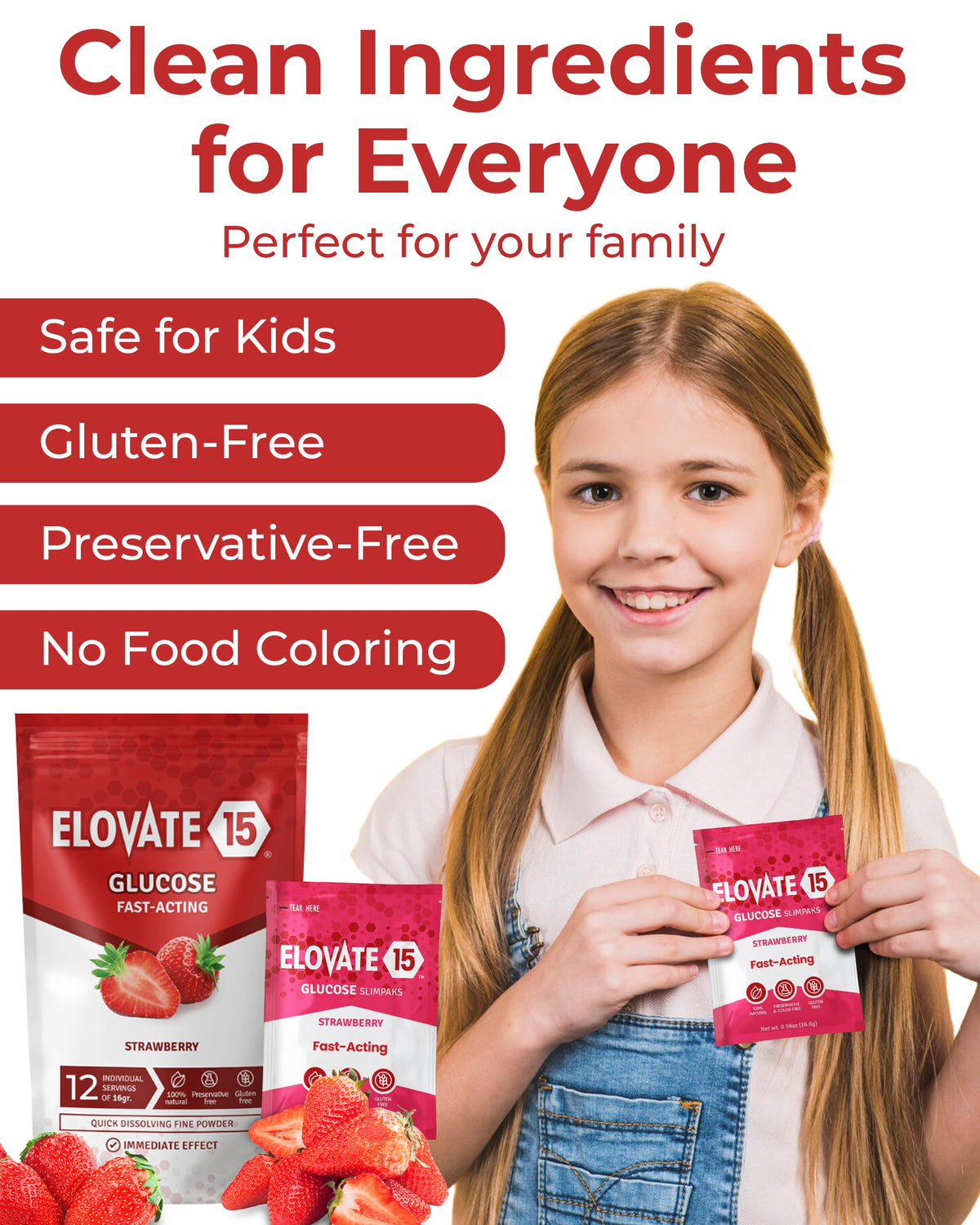Elovate 15 Fast Acting Glucose Packets - Quick Dissolving, Gluten-Free 15g of Powder Packets Energy Dips - Oral Dextrose Powder for Kids & Adults, Hypoglycemia (12 x Watermelon)