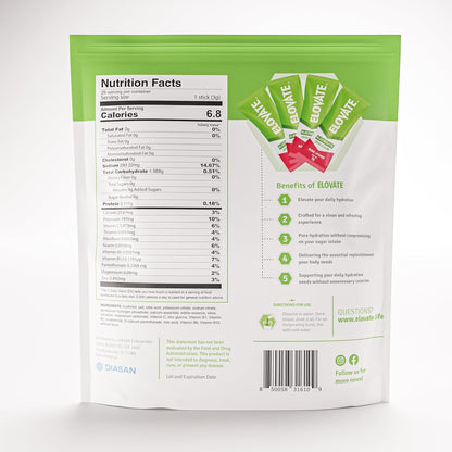 Elovate 15 Zero Sugar Electrolyte Drink Mix - Balanced Hydration Powder Packets 3g Per Stick, Rose Lychee Flavor (Pack of 25)