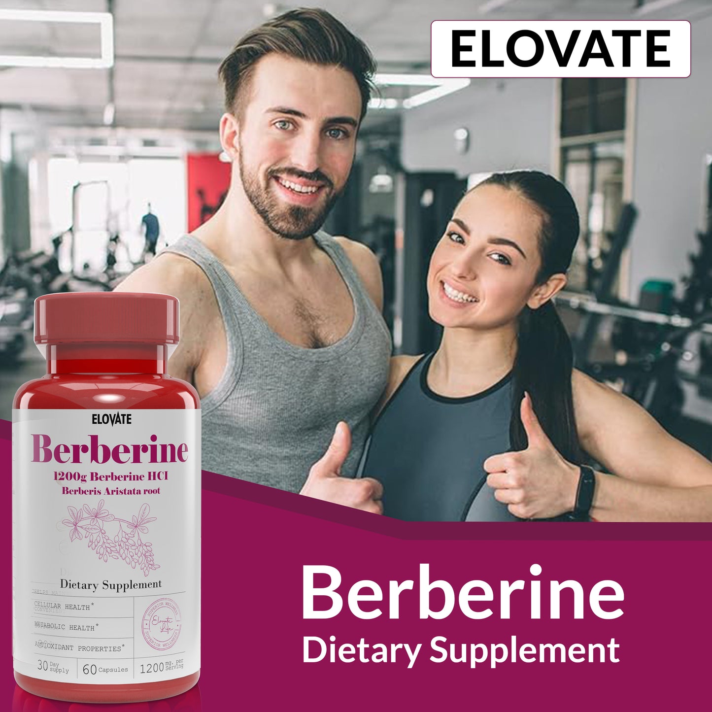 Elovate 15 Berberine HCI and Apple Cider Vinegar Capsules Bundle - Daily Wellness Support for Metabolism, Energy & Digestive Health - Natural Flavor, Easy to Swallow, Fast Acting for Blood Sugar & Detox - 60 Capsules Each, 30-Day Supply for Men & Women