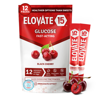 Elovate 15 Slimpaks Fast Acting Glucose Powder Packet Convenient Alternative to Gels & Tablets FSA/HSA Eligible Dextrose Powder Stick