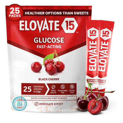 Elovate 15 Slimpaks Fast Acting Glucose Powder Packet Convenient Alternative to Gels & Tablets FSA/HSA Eligible Dextrose Powder Stick