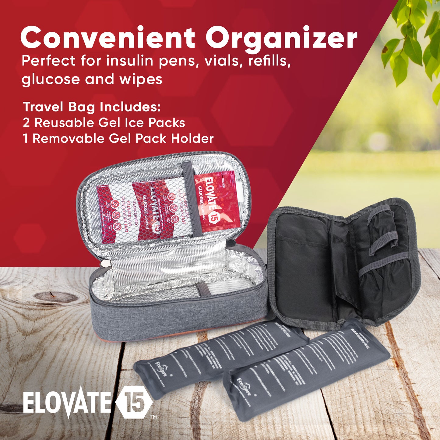 Elovate 15 - Insulin Cooler Travel Case - Medical Travel Cooler for Medication, Care Organizers & Travel Kits, Travel Medication Cooler, Cooler Medicine Travel - Perfect for Travel and Daily Use