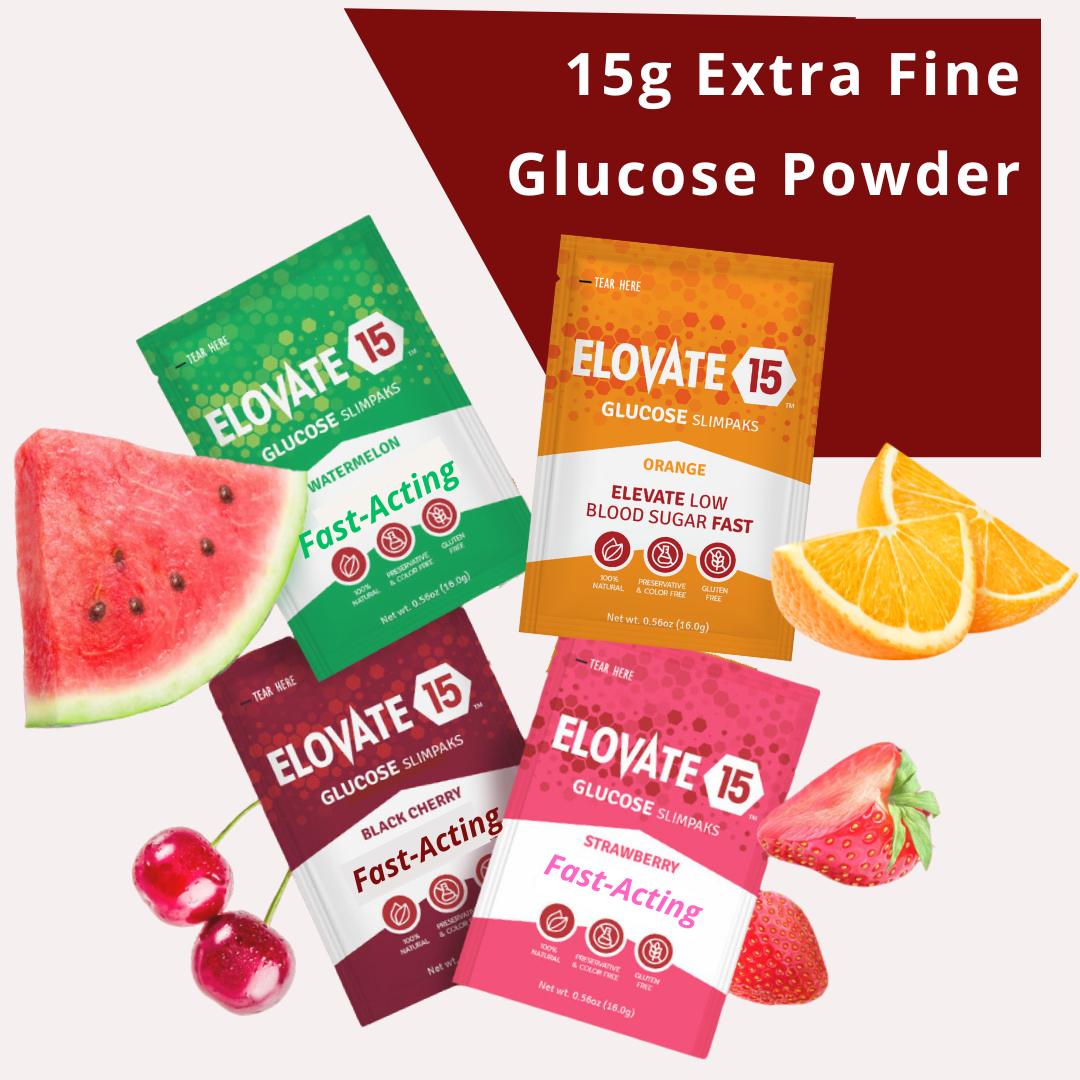 Elovate15 Slimpaks – Fast-Acting Glucose Powder for Quick Energy & Low Blood Sugar Support – Portable, FSA/HSA Eligible, Natural Fruit Variety (400 Count)