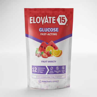 Elovate 15 Slimpaks Fast Acting Glucose Powder Packet Convenient Alternative to Gels & Tablets FSA/HSA Eligible Dextrose Powder Stick