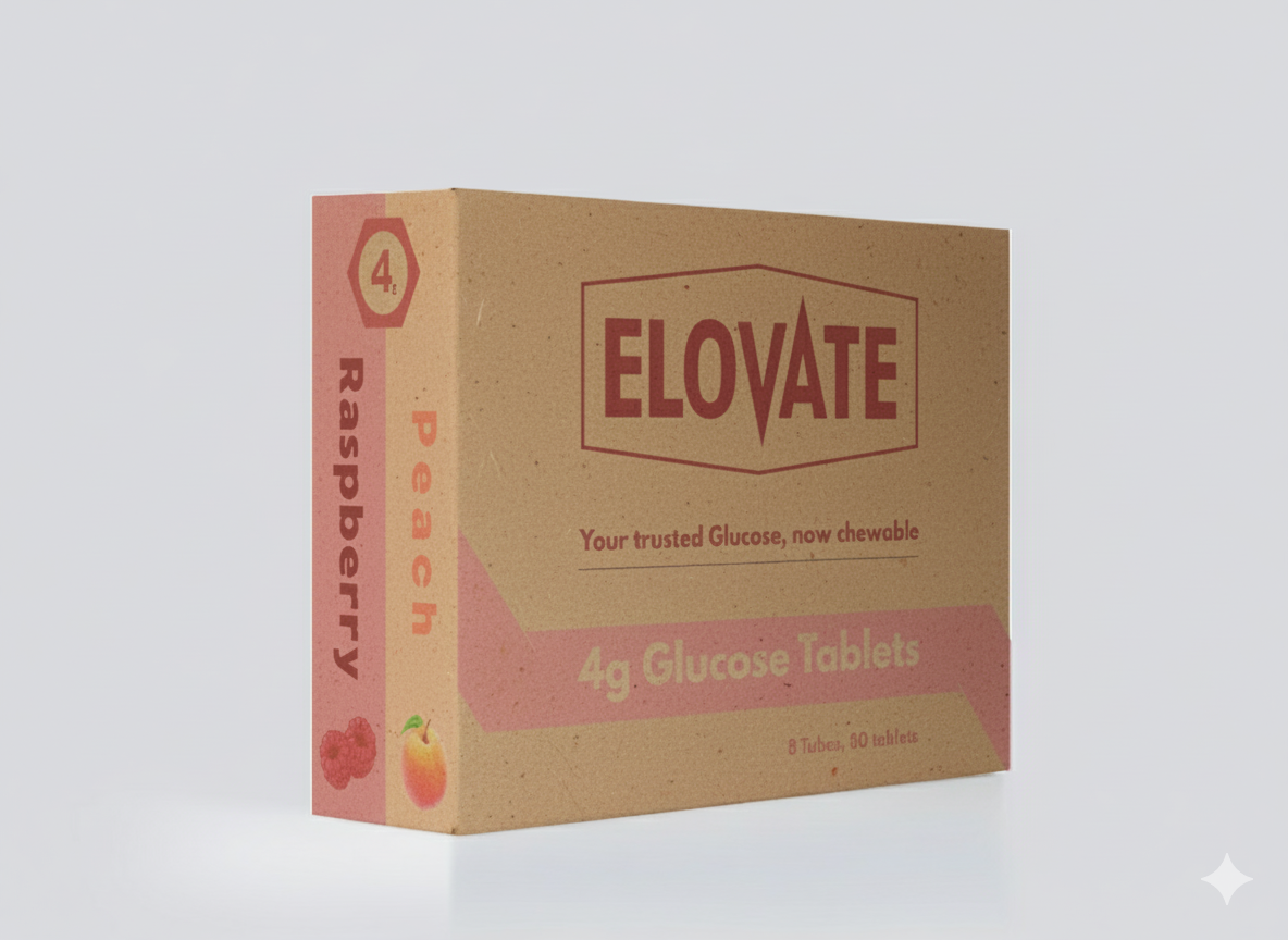 ELOVATE Fast-Acting Glucose Tablets, Raspberry Flavor – 4g Glucose Each, Gluten-Free, Fat-Free – 8 Tubes (80 Count) – Quick Energy Supplement