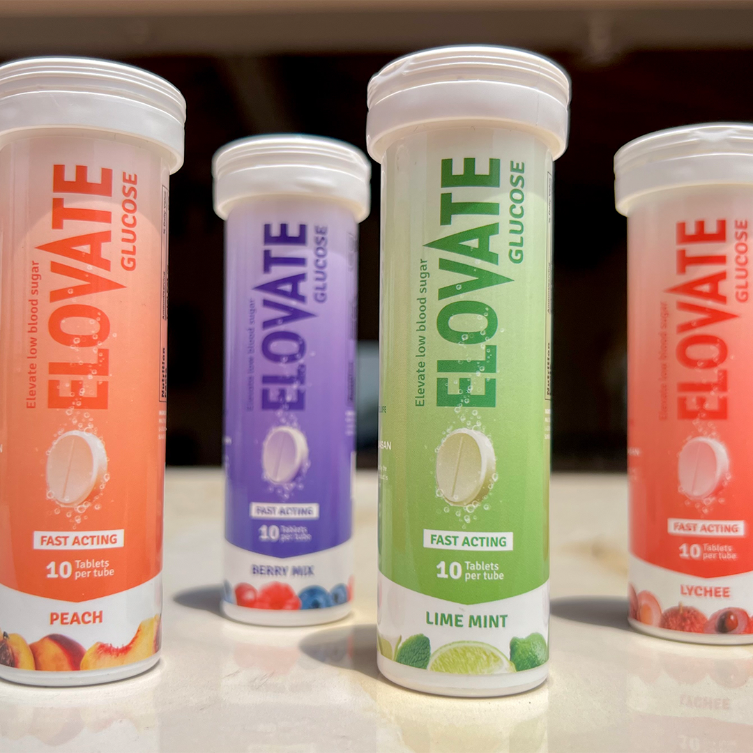 Elovate 15 Effervescent Glucose Tablets - Fast Acting Dextrose Hydration & Rehydration for Sports, Travel, & More - Quick Dissolving Energy Boost with Electrolytes, 10 Tablets Per Tube (Pack of 4, Berry Mix, Lime Mint, Lychee, Peach) for Adults & Athletes