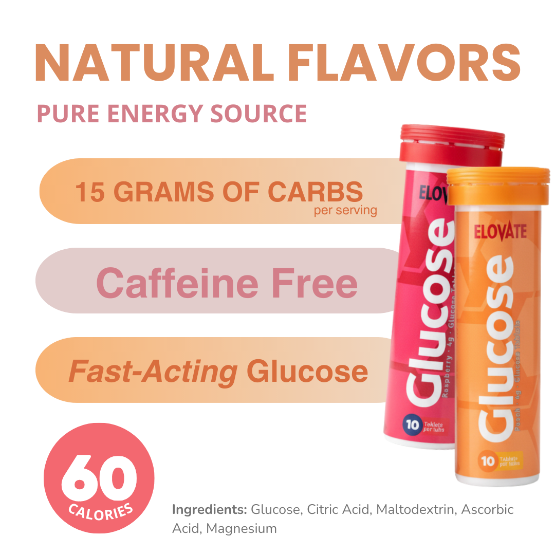 ELOVATE Fast Acting Glucose Tablets – 4g Each, Raspberry Flavor – Gluten Free, Fat Free, 8 Tubes (80 Count) – Quick Dissolving Energy Supplement (80, Raspberry)