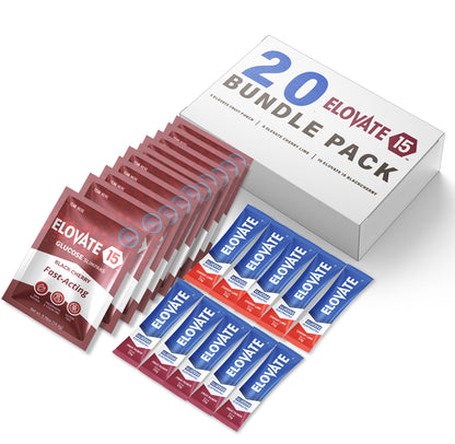 Elovate Glucose Pack – 20-Count Fast-Acting Black Cherry Glucose & Electrolytes for Energy & Recovery