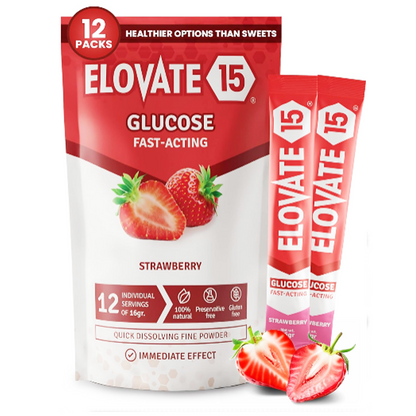 Elovate 15 Slimpaks Fast Acting Glucose Powder Packet Convenient Alternative to Gels & Tablets FSA/HSA Eligible Dextrose Powder Stick