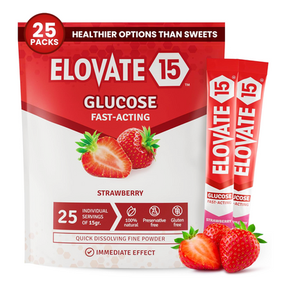 Elovate 15 Slimpaks Fast Acting Glucose Powder Packet Convenient Alternative to Gels & Tablets FSA/HSA Eligible Dextrose Powder Stick