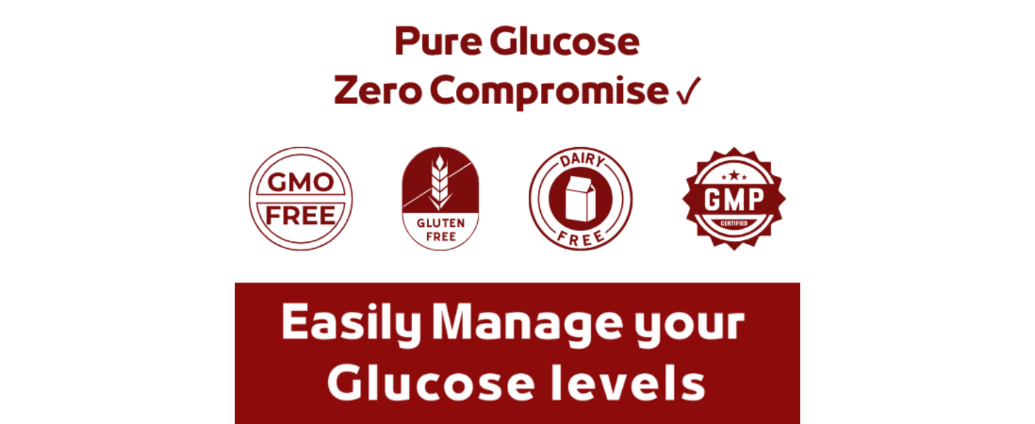 Pure glucose: GMO free, gluten free, dairy free, GMP certified