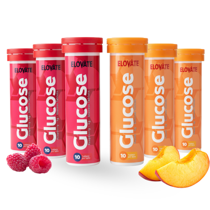 ELOVATE Fast Acting Glucose Tablets – 4g per Tablet, Multiflavor (Peach & Raspberry) – Gluten Free, Fat Free, 8 Tubes (80 Count) – Quick Dissolving Energy Supplement