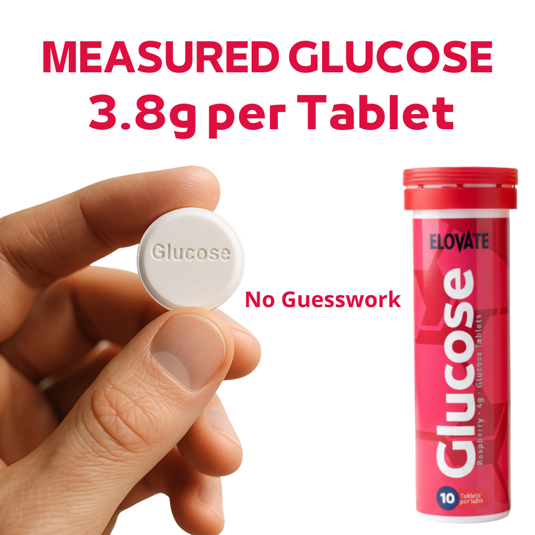 ELOVATE Glucose Tablets – 4g per Tablet, Peach & Raspberry – Gluten Free, Fat Free, 8 Tubes (80 Count)