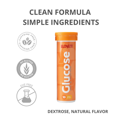 ELOVATE Glucose Tablets, Peach & Raspberry Variety – 15g Per Serving, Chewable, Gluten Free – 4 Tubes (40 Count)