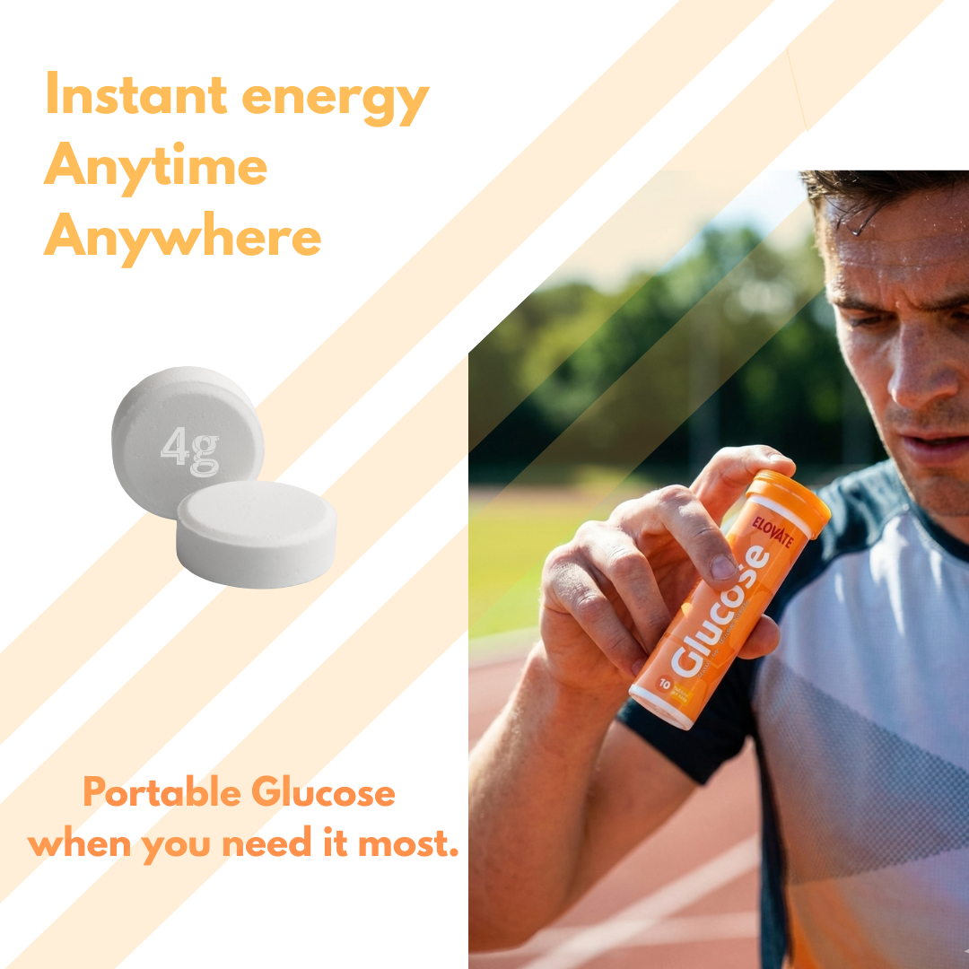 ELOVATE Glucose Tablets, Peach & Raspberry Variety – 15g Per Serving, Chewable, Gluten Free – 2 Tubes (20 Count)