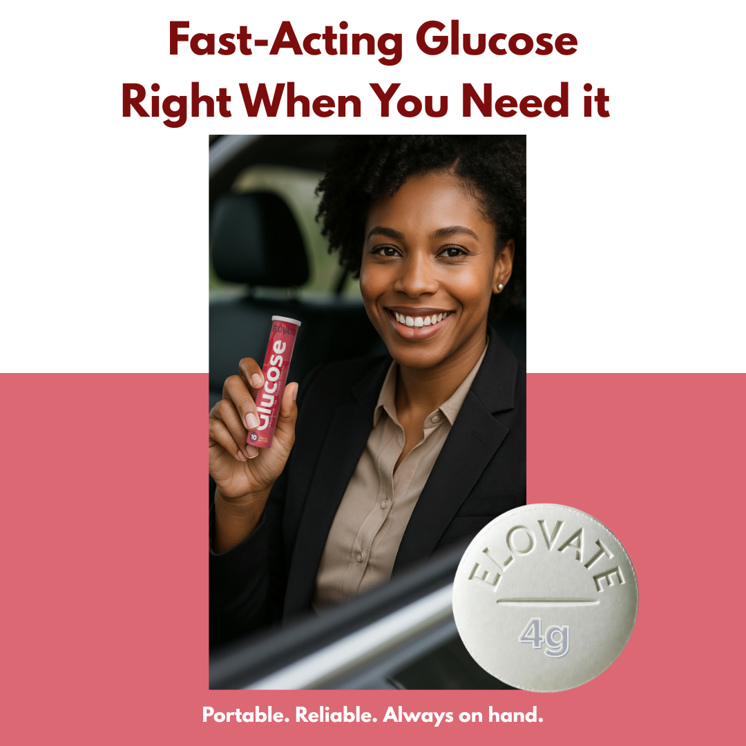 ELOVATE Fast-Acting Glucose Tablets, Raspberry Flavor – 4g Glucose Each, Gluten-Free, Fat-Free – 8 Tubes (80 Count) – Quick Energy Supplement
