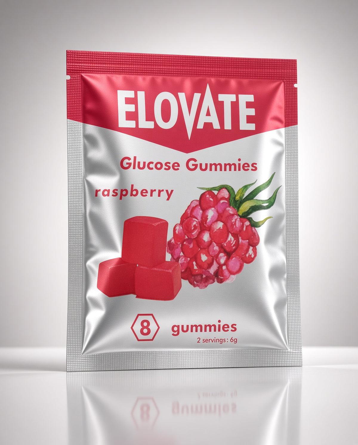 ELOVATE Fast-Acting Glucose Gummies, Raspberry & Orange, 10 Sachets, 80 Count