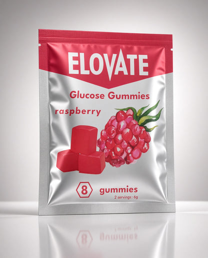 ELOVATE Fast-Acting Glucose Gummies, Raspberry & Orange, 10 Sachets, 80 Count