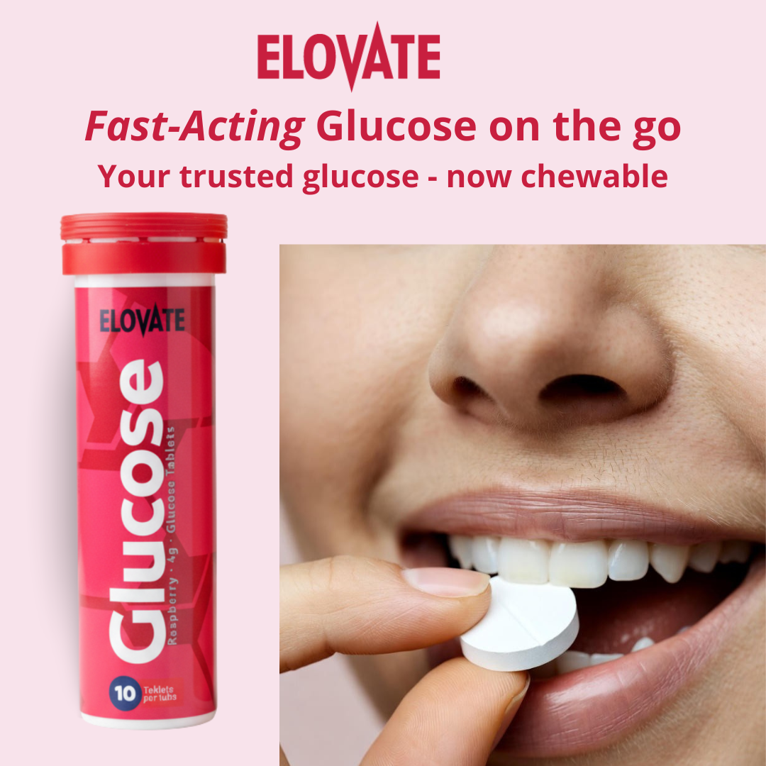 ELOVATE Glucose Tablets, Peach & Raspberry Variety – 15g Per Serving, Chewable, Gluten Free – 2 Tubes (20 Count)