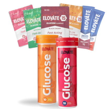 ELOVATE Glucose Chews, Blueberry, Grape, Peach & Raspberry – 15g Per Serving, Chewable, Gluten Free – 4 Tubes (40 Count)
