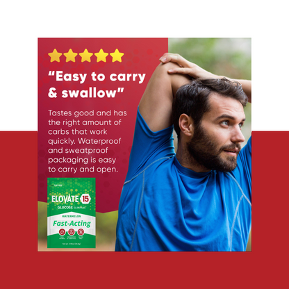 Elovate 15 Slimpaks Fast Acting Glucose Powder Packet for Quick Energy Boost (100 Count) for Low Blood Sugar Support